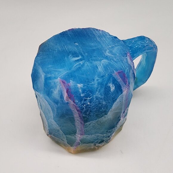 Mineral Crystal Resin Mug Blue Yellow Purple Mineral Crystal Coffee Mug - Picture 7 of 8